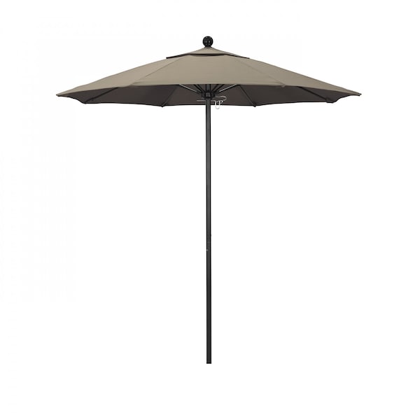 California Umbrella 7.5' Black Aluminum Market Patio Umbrella, Sunbrella Taupe 194061334492 - main